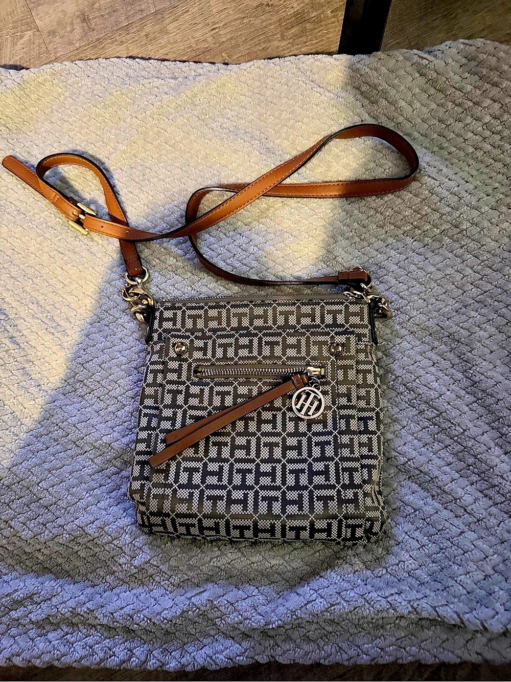 Tommy Hilfiger TH Monogram Jacquard Crossbody Bag Black & Brown
